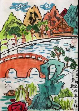 描寫(xiě)春天的國(guó)畫(huà)作品之公園春景