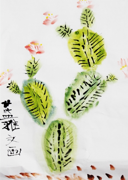 仙人掌開花了