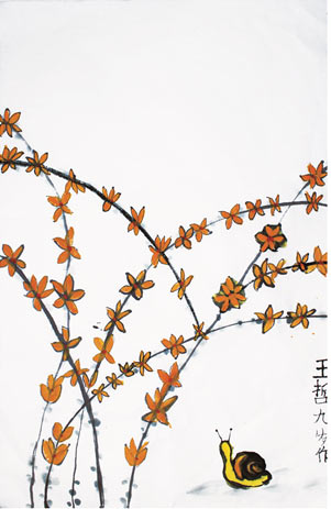 迎春花和蝸牛
