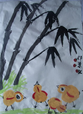 竹子的<a href=http://www.inspiredelm.com/ertonghua/ target=_blank class=infotextkey>兒童畫</a>-秋竹