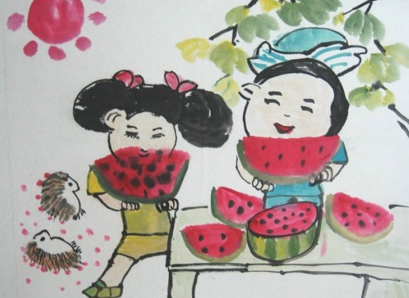小朋友們吃西瓜