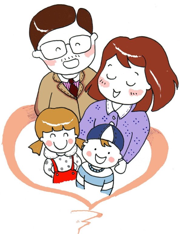 卡通幸福一家人
