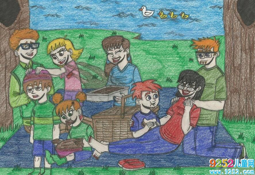 夏日野餐暑假生活<a href=http://www.inspiredelm.com/ertonghua/ target=_blank class=infotextkey>兒童畫(huà)</a>作品欣賞