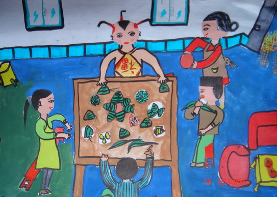大家一起包粽子  吃粽子<a href=http://www.inspiredelm.com/ertonghua/ target=_blank class=infotextkey>兒童畫</a>