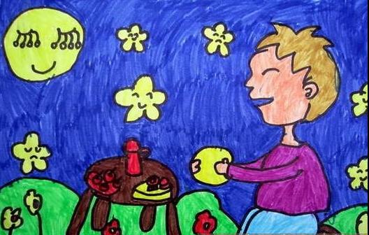 吃月餅看月亮  月亮<a href=http://www.inspiredelm.com/ertonghua/ target=_blank class=infotextkey>兒童畫</a>