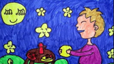 吃月餅看月亮  月亮兒童畫
