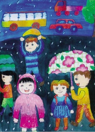 爸爸雨中為我撐傘