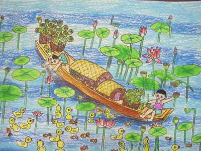 夏日采蓮圖