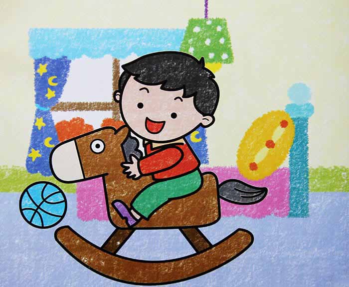 小孩騎木馬兒