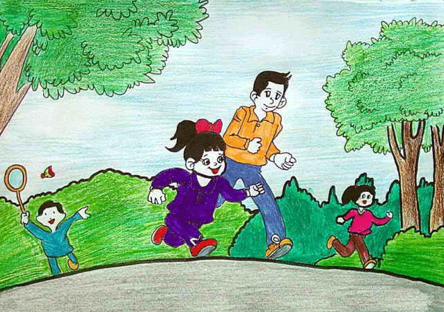 我和爸爸去晨跑