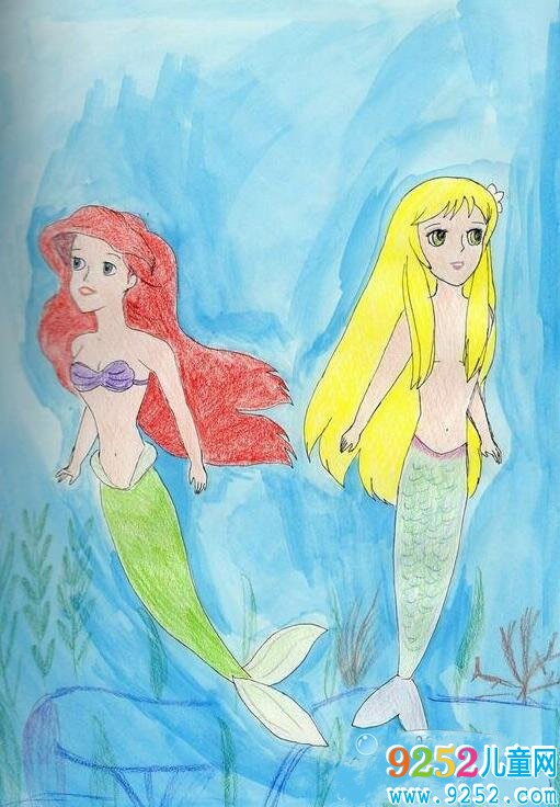 愛麗兒和她的姐姐美人魚畫畫圖片欣賞