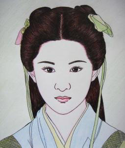 美麗的少女兒童畫(huà)畫(huà)作品