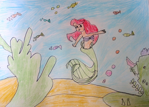 美人魚<a href=http://www.inspiredelm.com/ertonghua/ target=_blank class=infotextkey>兒童畫</a>-善良的美人魚公主