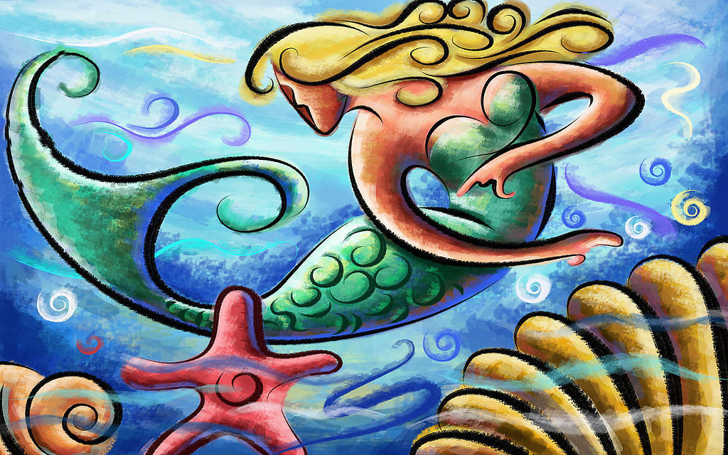 美人魚<a href=http://www.inspiredelm.com/ertonghua/ target=_blank class=infotextkey>兒童畫</a>-大海的女兒