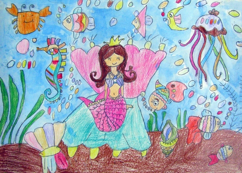 美人魚<a href=http://www.inspiredelm.com/ertonghua/ target=_blank class=infotextkey>兒童畫</a>-美人魚公主和朋友們