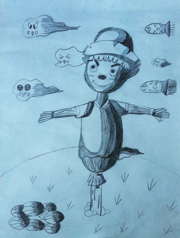 稻草人<a href=http://www.inspiredelm.com/ertonghua/ target=_blank class=infotextkey>兒童畫</a>-稻草人