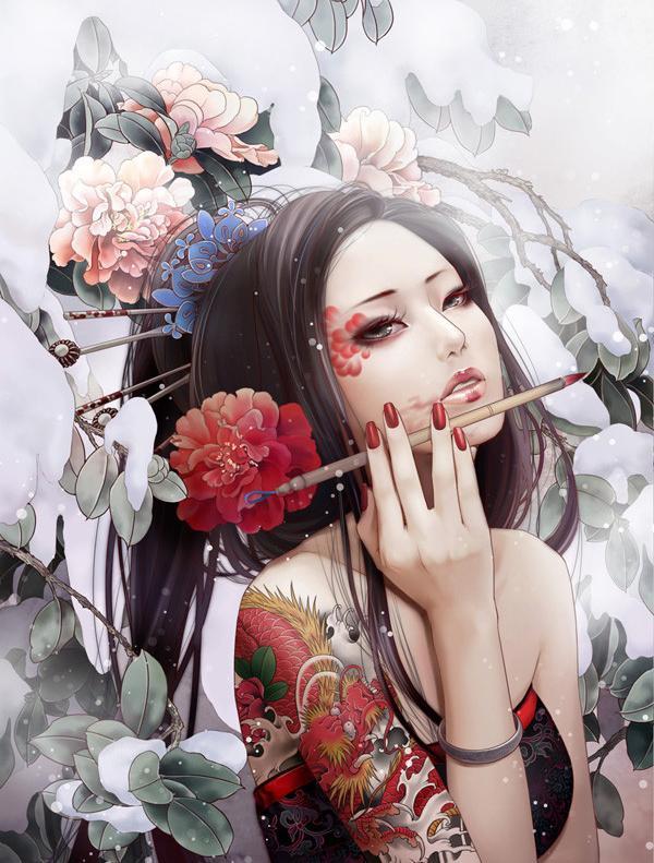 最美的人<a href=http://www.inspiredelm.com/ertonghua/ target=_blank class=infotextkey>兒童畫</a>-毛筆美女