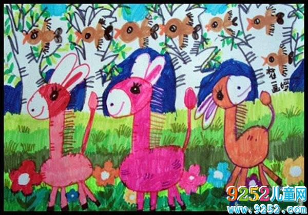 春天森林里的小動物<a href=http://www.inspiredelm.com/ertonghua/ target=_blank class=infotextkey>兒童畫</a>圖片