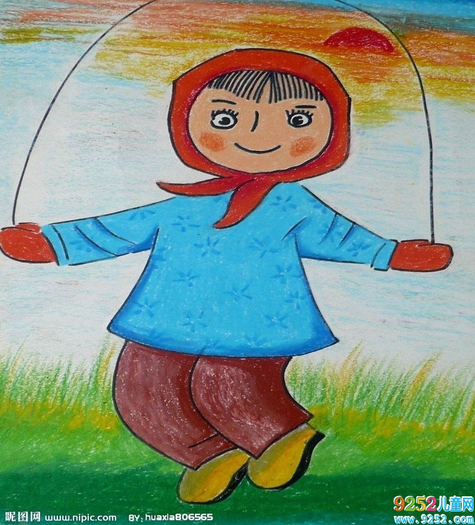 關(guān)于冬天的<a href=http://www.inspiredelm.com/ertonghua/ target=_blank class=infotextkey>兒童畫</a>-冬天跳大繩啦
