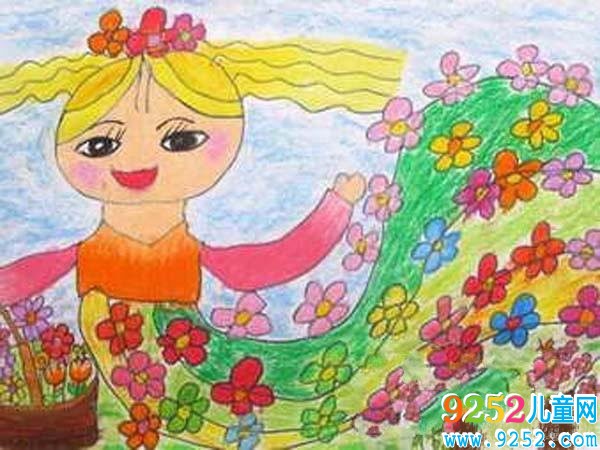幼兒園大班春天<a href=http://www.inspiredelm.com/ertonghua/ target=_blank class=infotextkey>兒童畫</a>:美麗的春姑娘