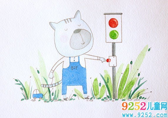 小花狗游玩夏天為主題的<a href=http://www.inspiredelm.com/ertonghua/ target=_blank class=infotextkey>兒童畫</a>
