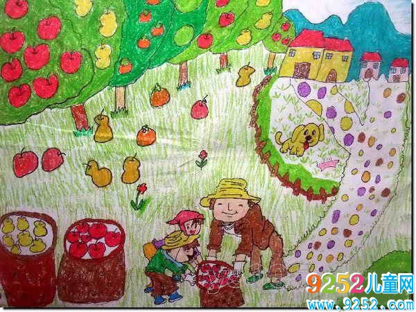 秋天的豐收的<a href=http://www.inspiredelm.com/ertonghua/ target=_blank class=infotextkey>兒童畫</a>-果實(shí)累累