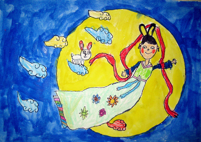 <a href=http://www.inspiredelm.com/ertonghua/ target=_blank class=infotextkey>兒童畫</a>嫦娥-月亮上飛的嫦娥
