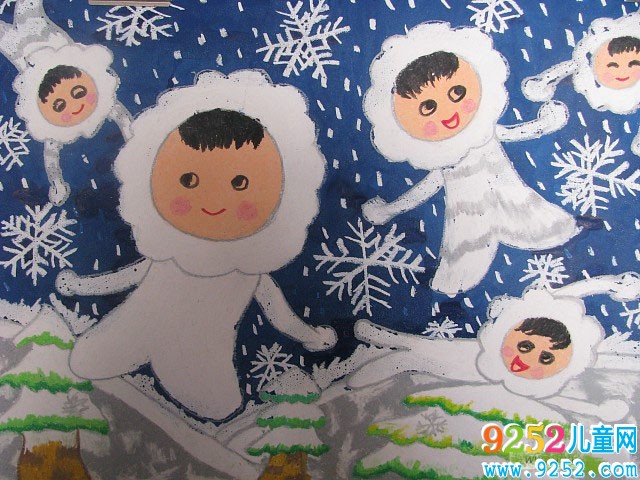冬天的景色<a href=http://www.inspiredelm.com/ertonghua/ target=_blank class=infotextkey>兒童畫</a>-冬天的小精靈