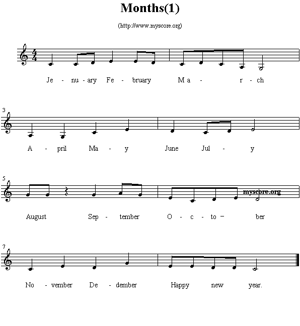 英文<a href=http://www.inspiredelm.com/erge/ target=_blank class=infotextkey>兒歌</a>:Months(1)