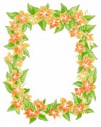 燦爛花朵花環(huán)方形花邊素材，黃色花朵花邊素材圖片