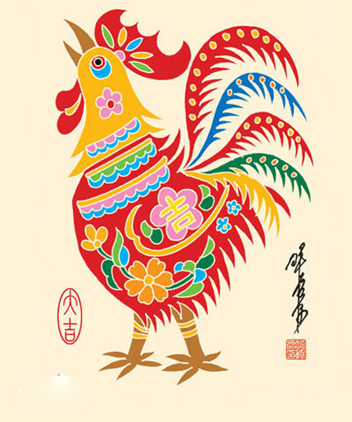 2017雞年手抄報(bào)插圖，金雞報(bào)福