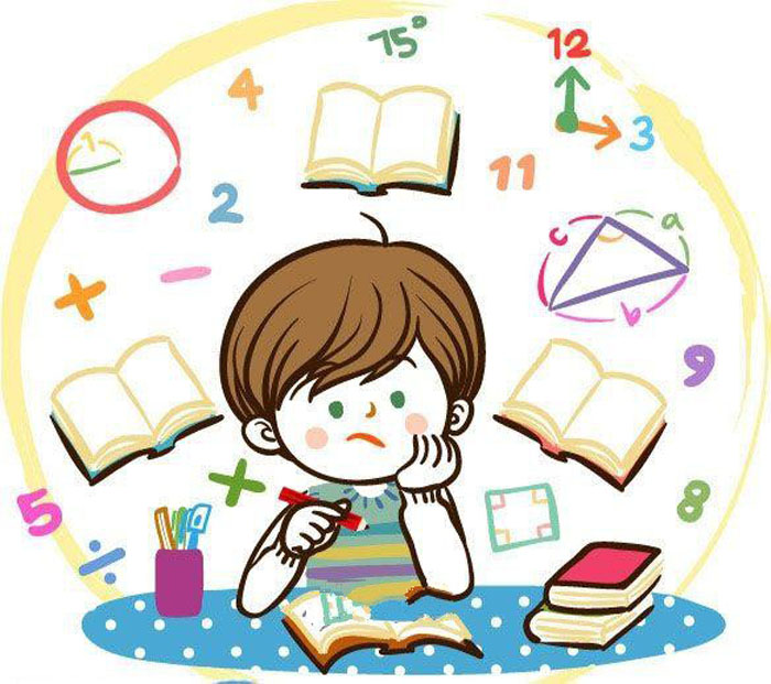 二年級數(shù)學手抄報插圖，思考的男孩