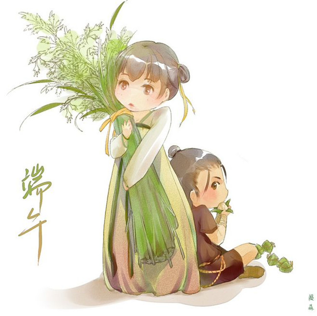 端午手抄報插圖，端午節(jié)的習(xí)俗艾草高掛