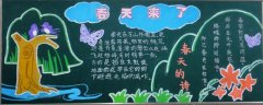 2021年春天創(chuàng)意黑板報(bào)，春天來(lái)了新年到了