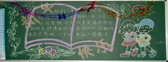 2019年春節(jié)黑板報(bào)，新年快樂(lè)
