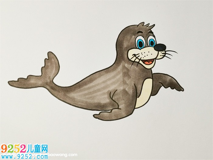 可愛海豹<a href=http://www.inspiredelm.com/jianbihua/ target=_blank class=infotextkey>簡筆畫</a>彩色