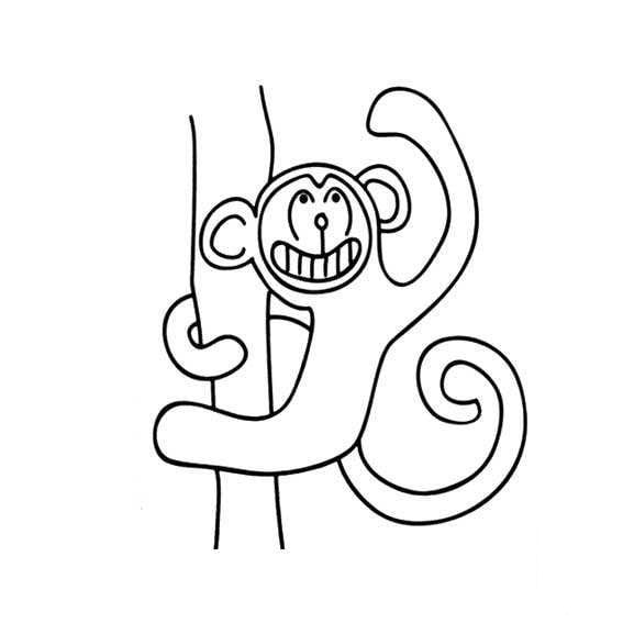 小猴子爬樹<a href=http://www.inspiredelm.com/jianbihua/ target=_blank class=infotextkey>簡(jiǎn)筆畫</a>圖片_小猴子兒童繪畫作品圖集