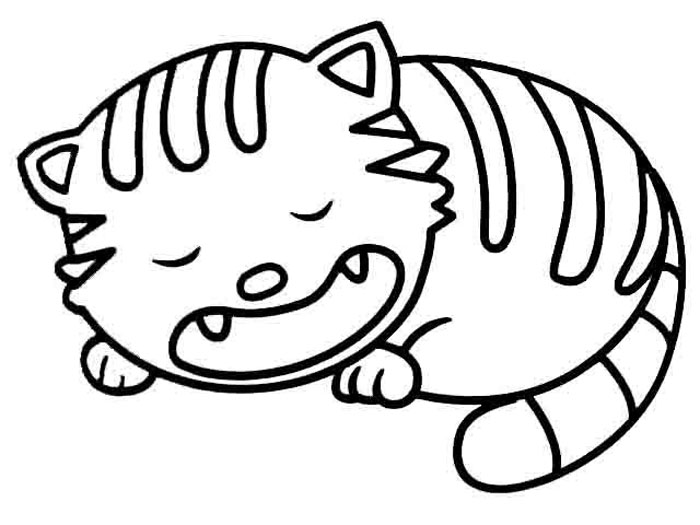 兒童動物簡筆畫大全，睡覺的小貓
