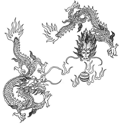 龍的簡筆畫，雙龍戲珠