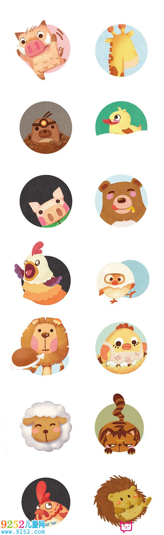 卡通可愛小動物插畫，小豬小鹿兒童動物<a href=http://www.inspiredelm.com/jianbihua/ target=_blank class=infotextkey>簡筆畫</a>