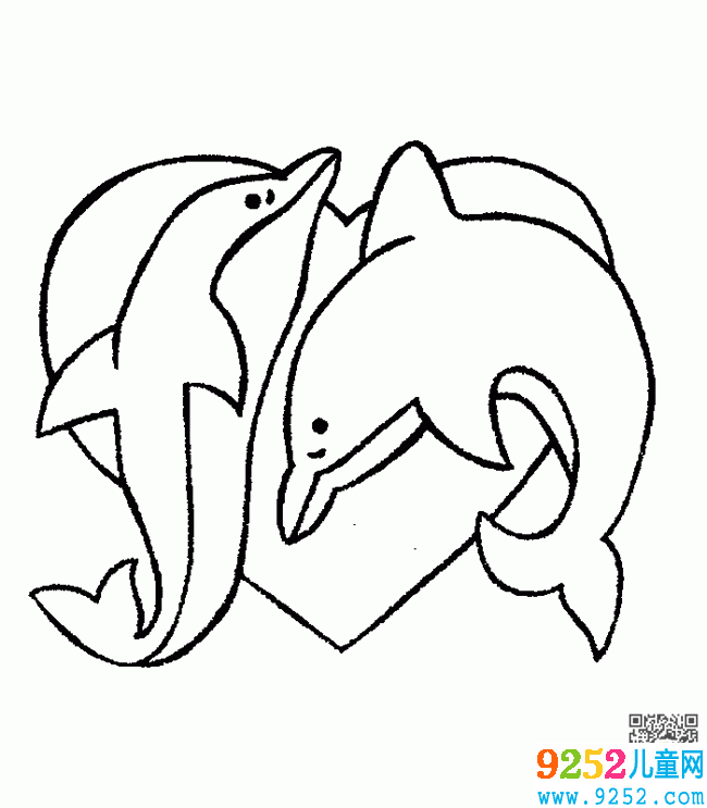 嬉鬧的海豚簡筆