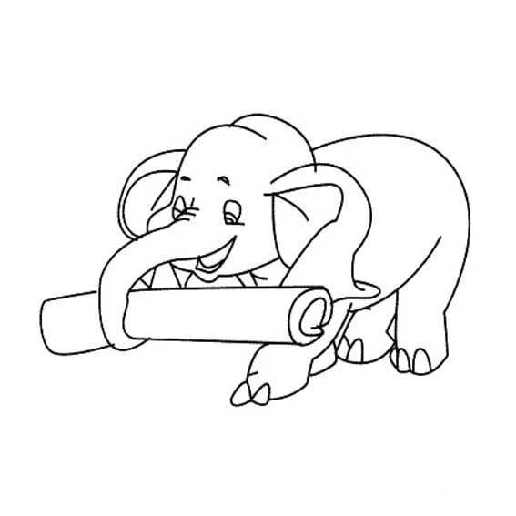 大象吃牛排<a href=http://www.inspiredelm.com/jianbihua/ target=_blank class=infotextkey>簡(jiǎn)筆畫</a>圖片_大象吃牛排兒童繪畫圖集