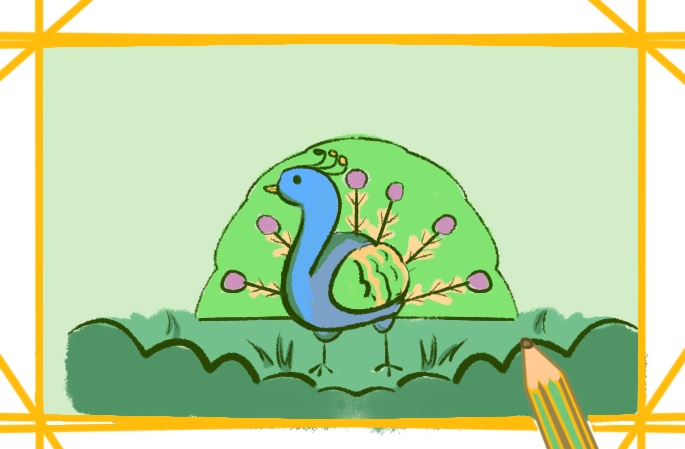 簡(jiǎn)單可愛(ài)的孔雀簡(jiǎn)筆畫教程步驟