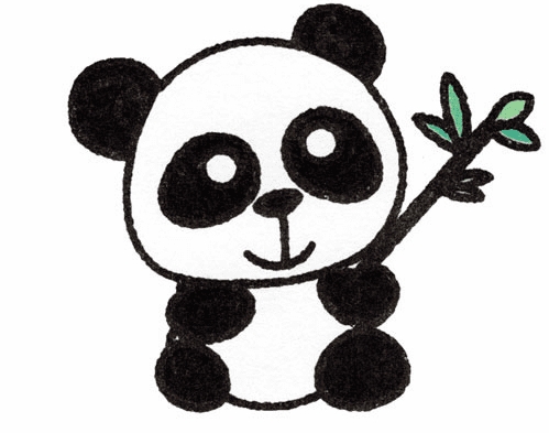 可愛的動物大熊貓簡筆畫
