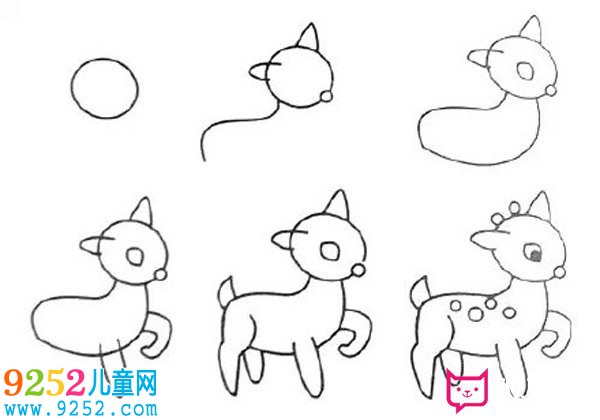 小動(dòng)物<a href=http://www.inspiredelm.com/jianbihua/ target=_blank class=infotextkey>簡(jiǎn)筆畫(huà)</a>圖片，梅花鹿<a href=http://www.inspiredelm.com/jianbihua/ target=_blank class=infotextkey>簡(jiǎn)筆畫(huà)</a>