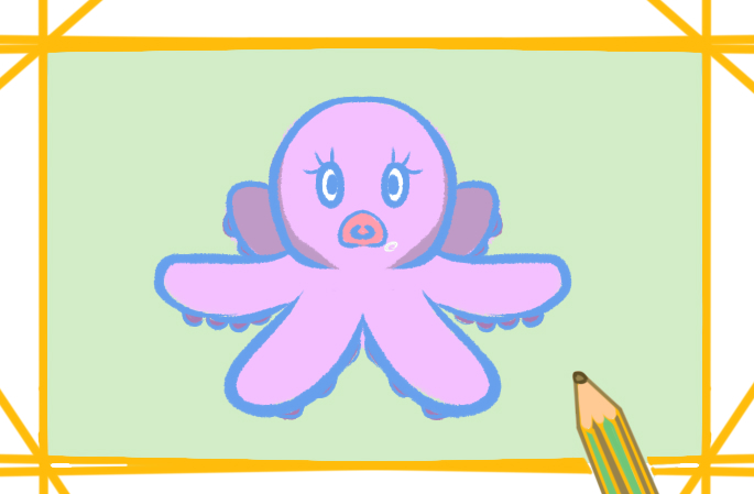 美麗的章魚上色<a href=http://www.inspiredelm.com/jianbihua/ target=_blank class=infotextkey>簡筆畫</a>要怎么畫