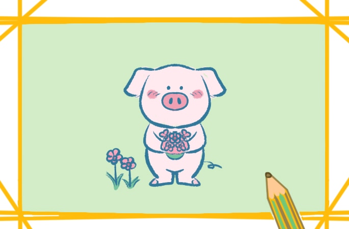 萌萌的卡通小豬<a href=http://www.inspiredelm.com/jianbihua/ target=_blank class=infotextkey>簡筆畫</a>圖片怎么畫