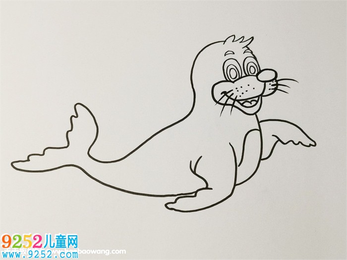 可愛海豹<a href=http://www.inspiredelm.com/jianbihua/ target=_blank class=infotextkey>簡筆畫</a>彩色