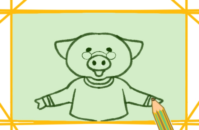 近視的卡通小豬<a href=http://www.inspiredelm.com/jianbihua/ target=_blank class=infotextkey>簡(jiǎn)筆畫</a>圖片怎么畫
