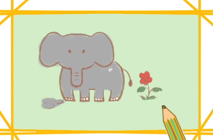 萌萌的大象上色<a href=http://www.inspiredelm.com/jianbihua/ target=_blank class=infotextkey>簡筆畫</a>要怎么畫